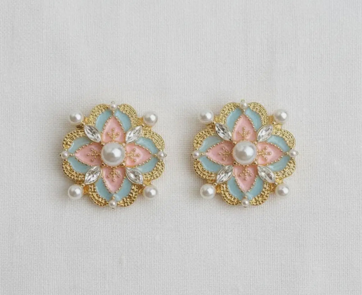 Vintage Enamel Pearl Studs