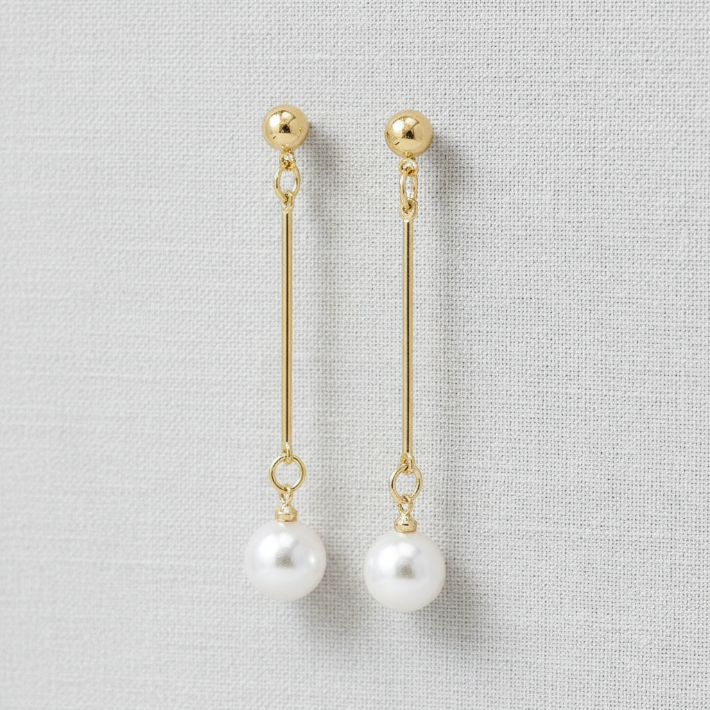 Gold Plated Long Pearl Earrings