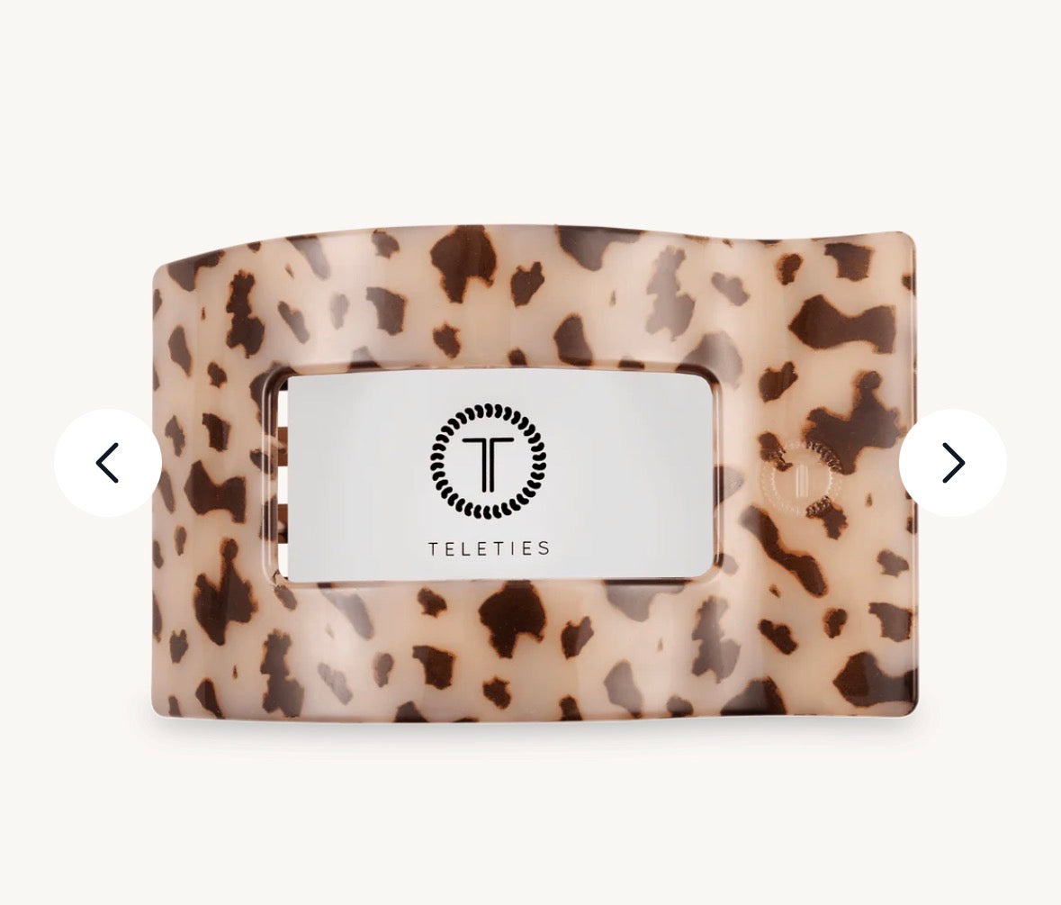 Teleties Rectangle BLONDE tortoise flat hair clip