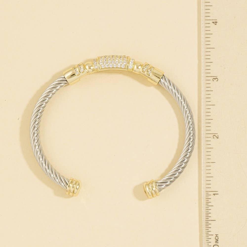 14K Gold Plated Two Tone Cuff Bracelet