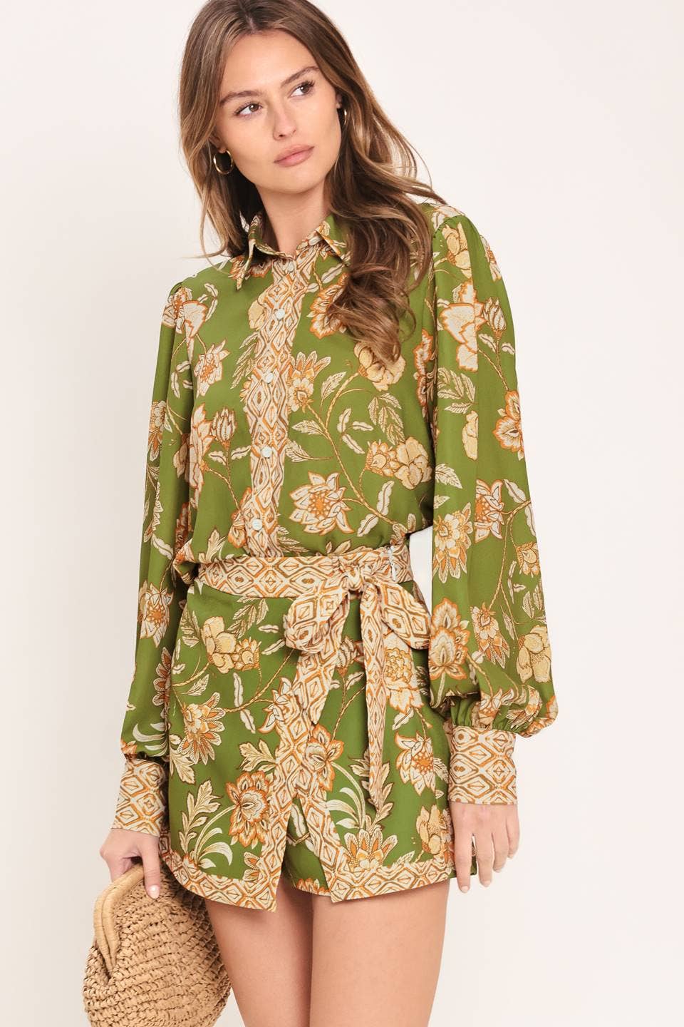 Olive Green Floral Top