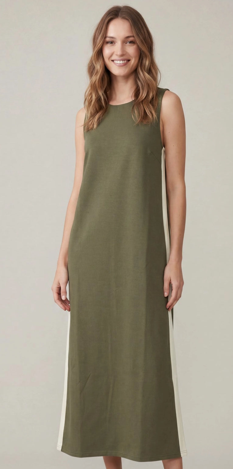 Olive Maxi with Ivory Stripe