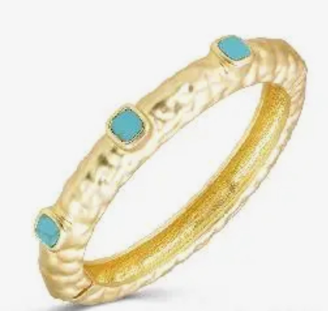 Gold and Turquoise Hinge Bangle
