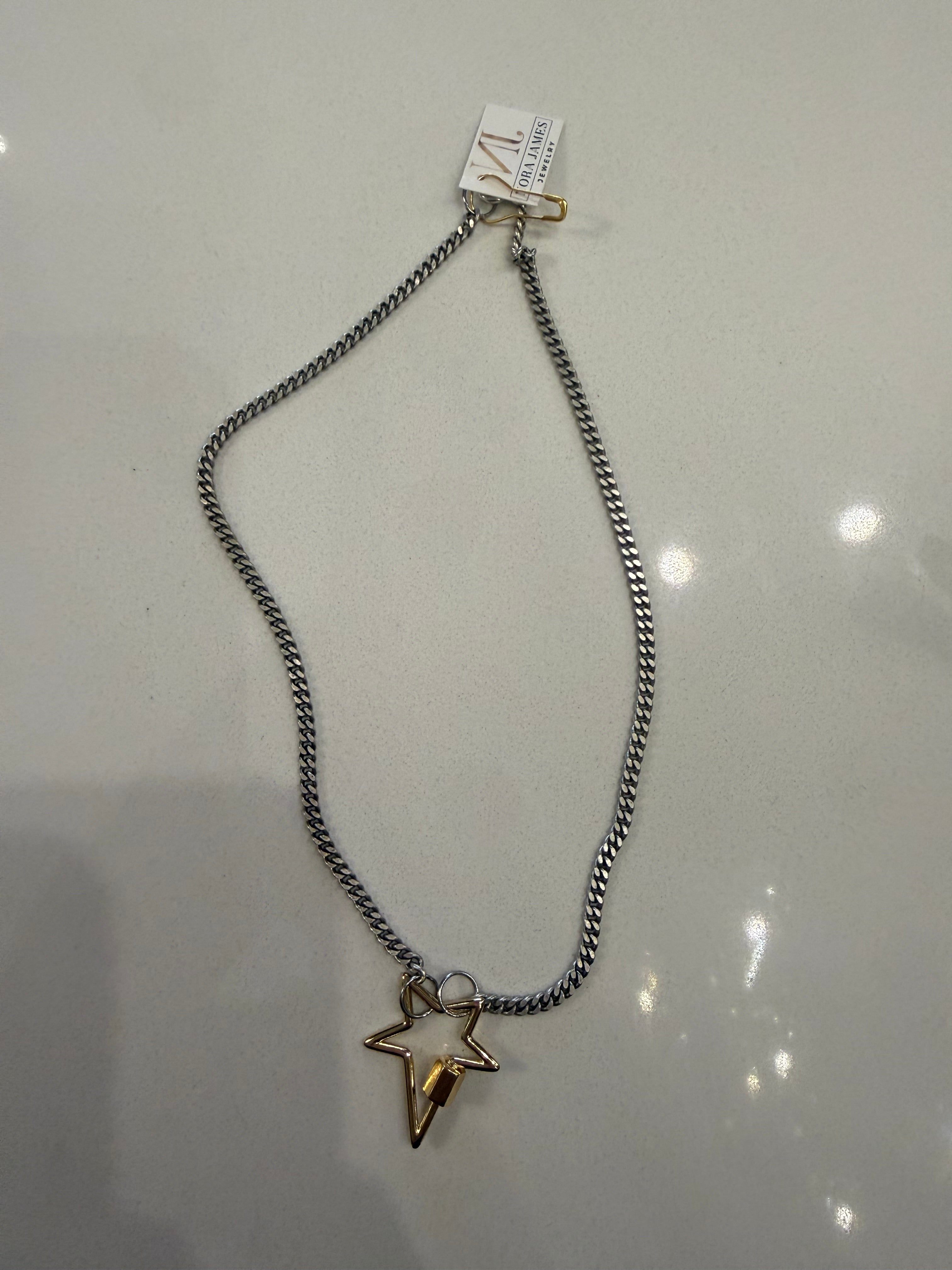 Nora James Mixed Metal Star Lock Necklace