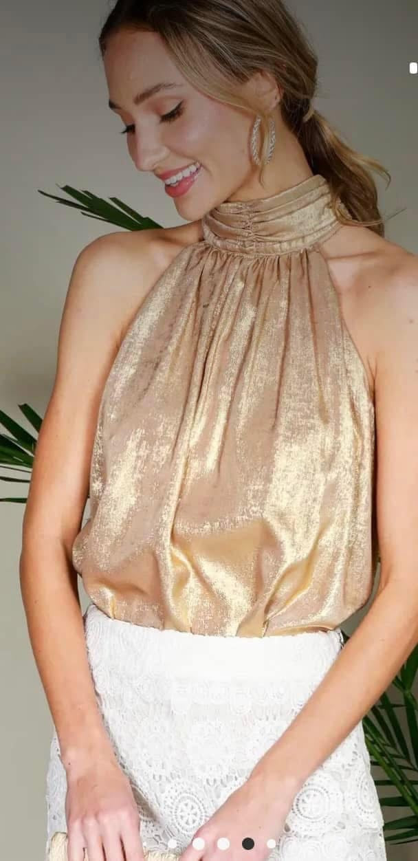 Gold high neck top
