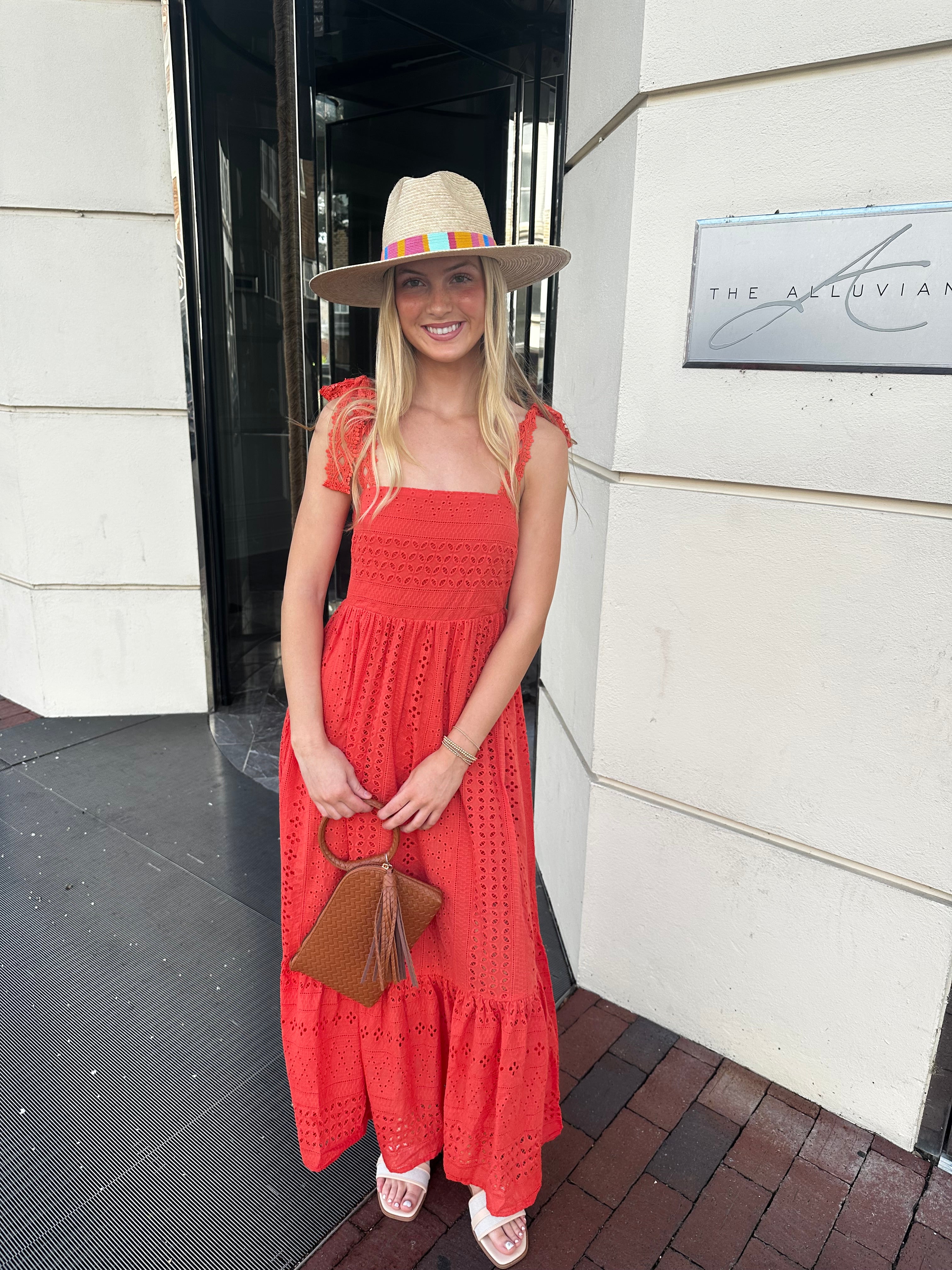 Tomato Red Eyelet Maxi