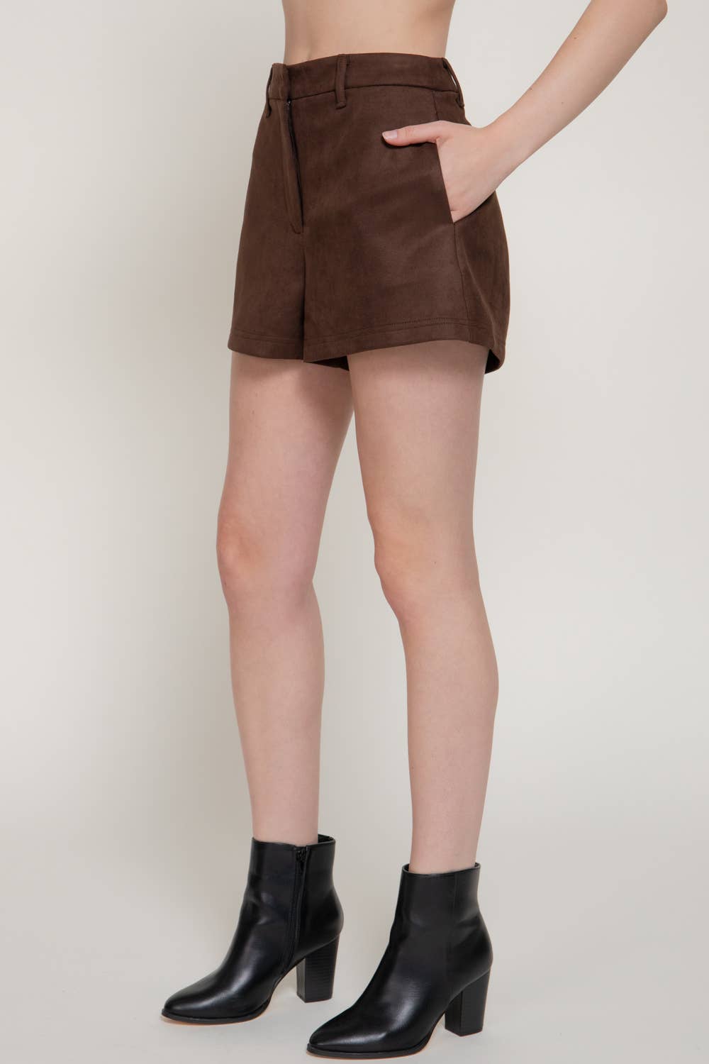 Brown Faux Suede Shorts