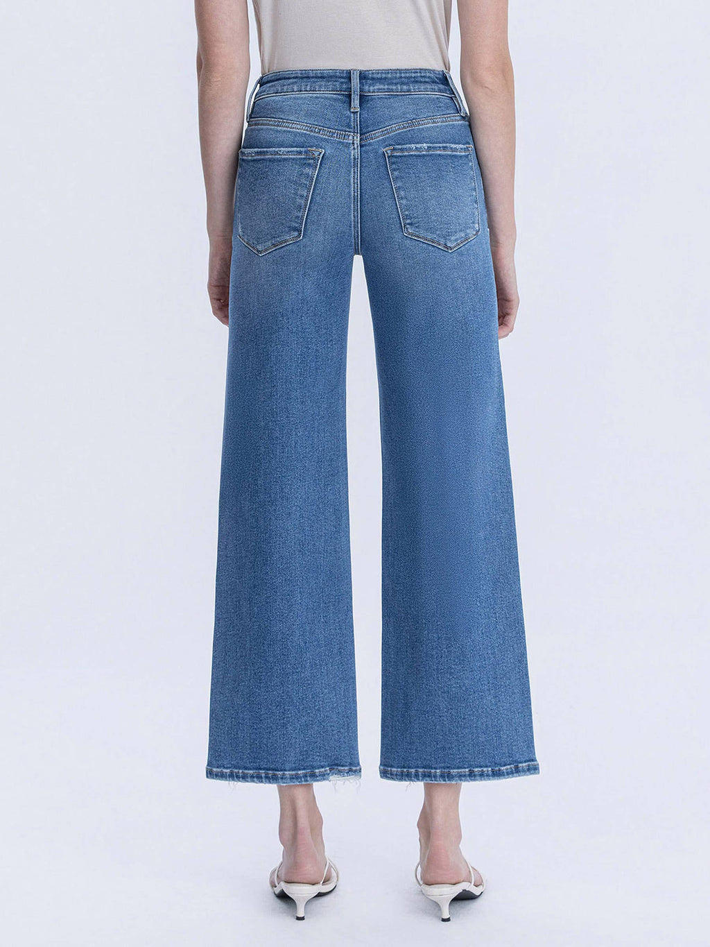 HIGH RISE MEDIUM WASH ANKLE WIDE JEANS