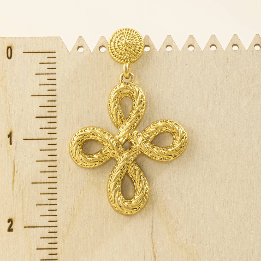 Braided Rope Quatrefoil Knot Drop Earrings