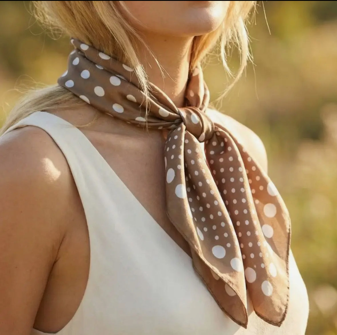 Brown polka dot scarf