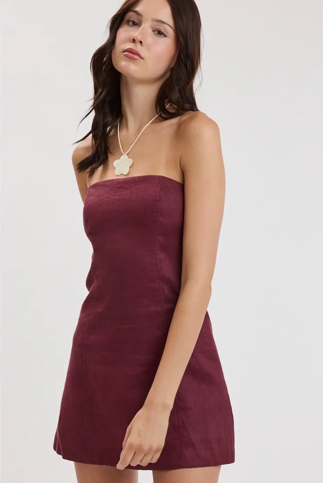 Maroon Strapless Dress