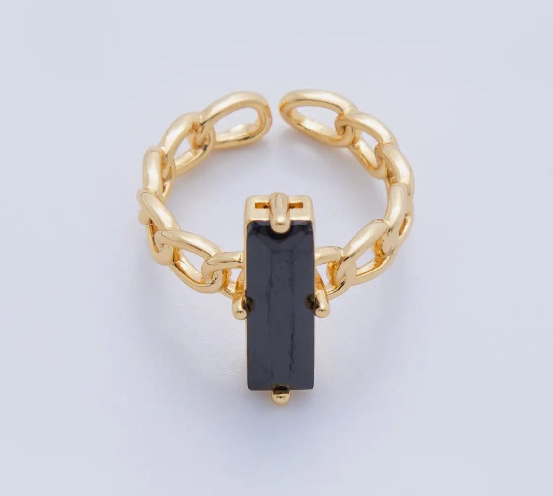 Black Baguette Solitare Ring