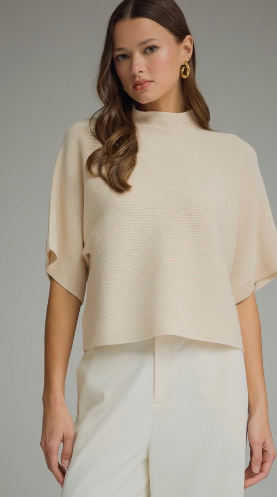 Cream Mock Neck Sweater