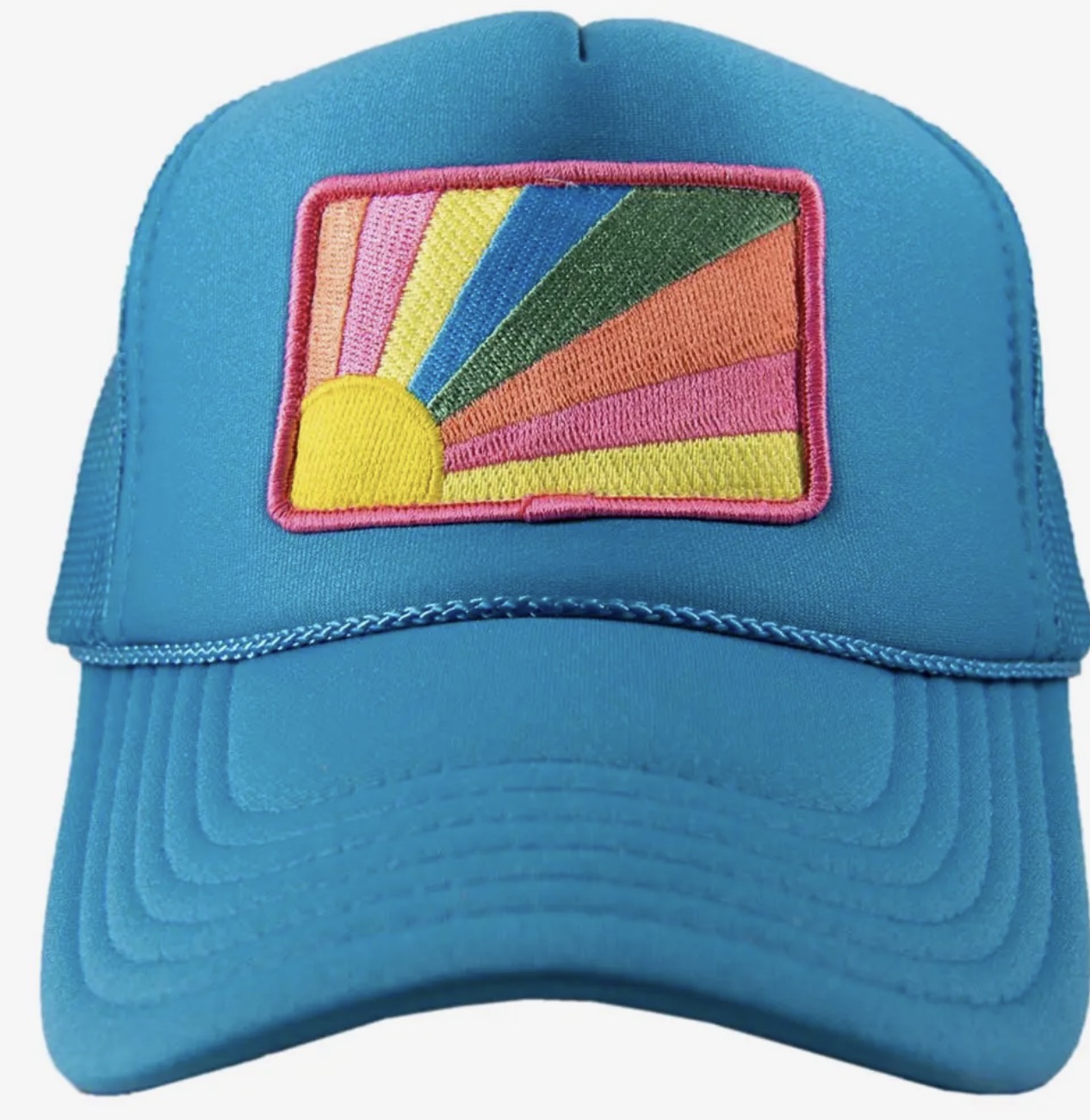 Blue sunshine trucker hat