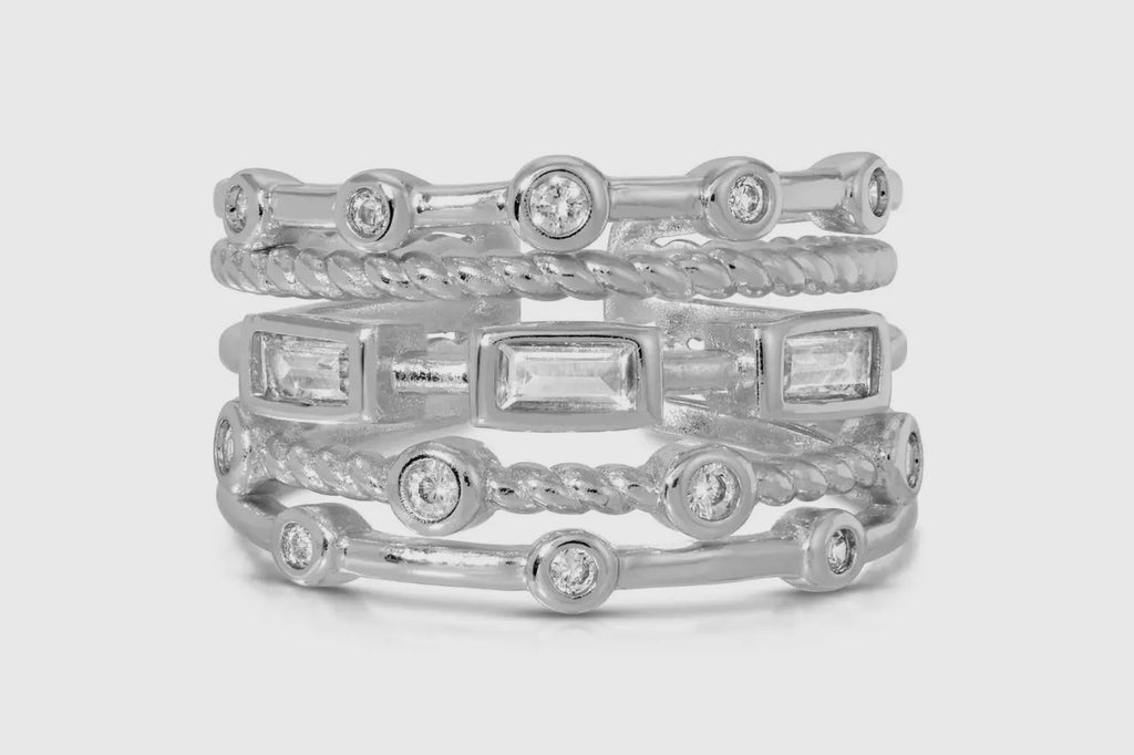 White gold diamond stack