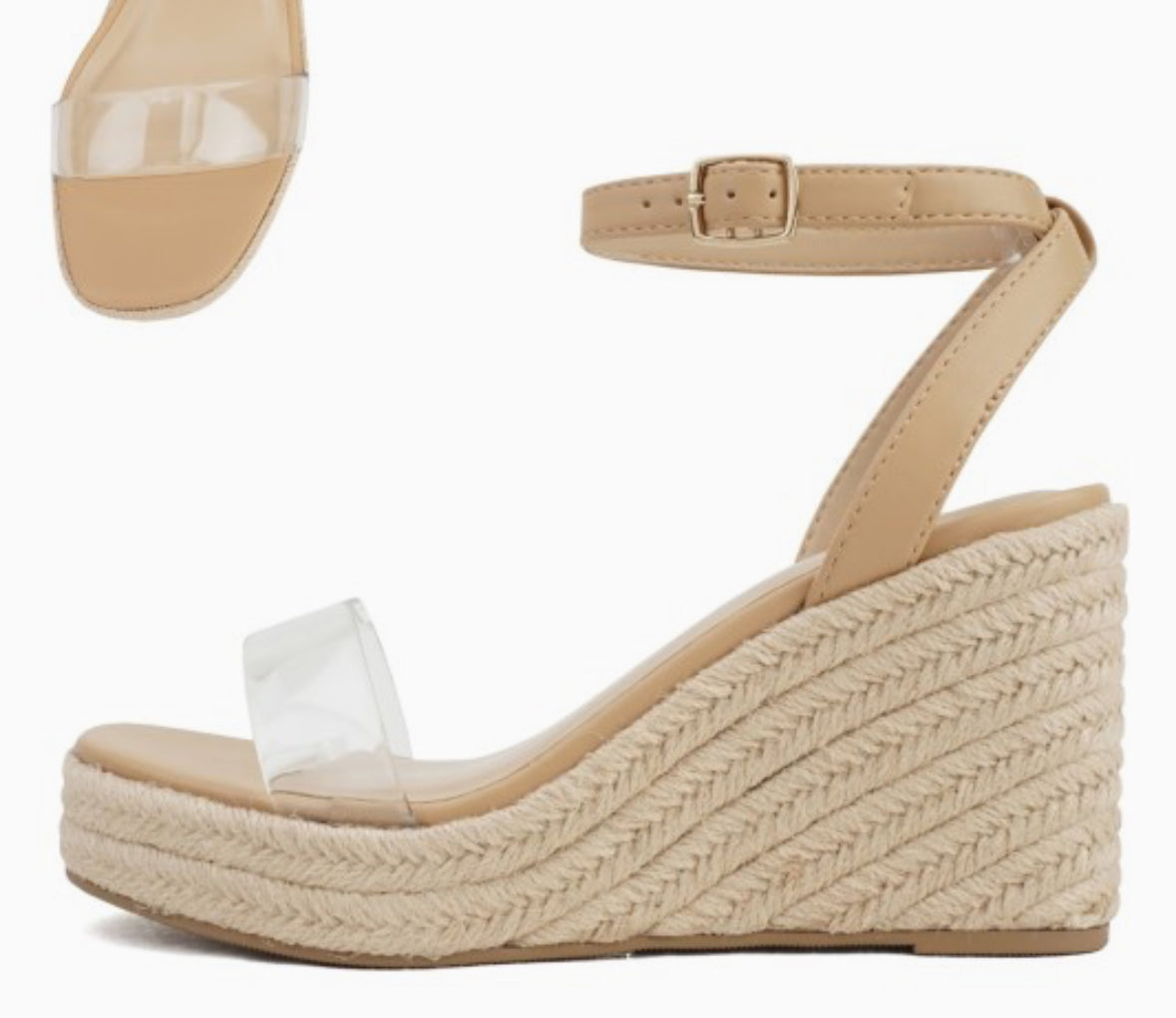 Clear Strap Espadrille Wedge