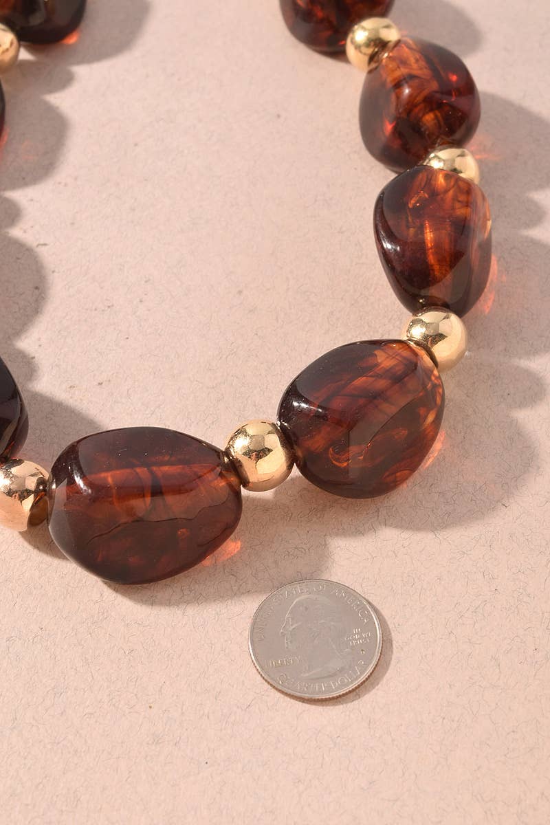 Chunky Marbled Resin Bead Statement Necklace