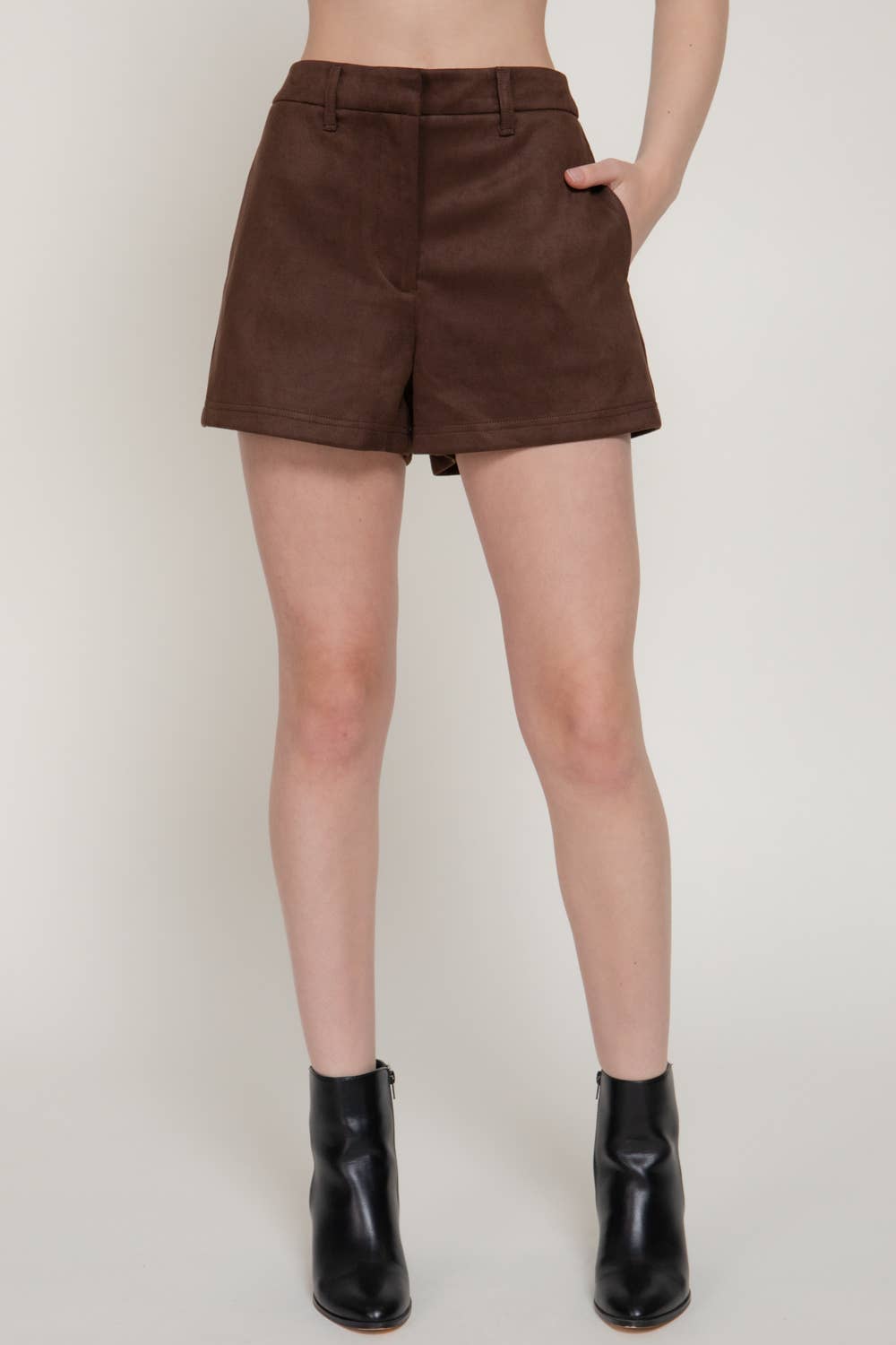Brown Faux Suede Shorts