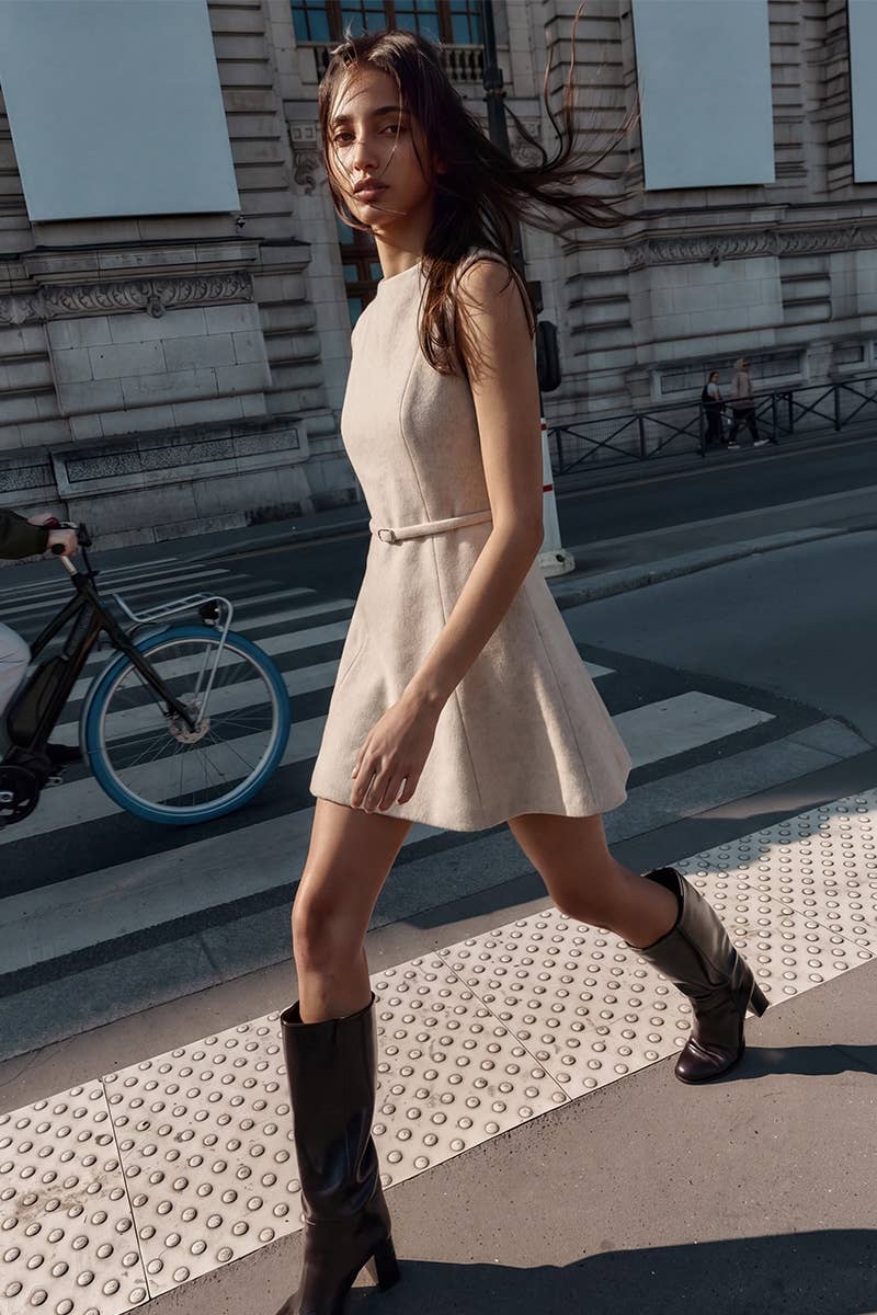 ELEGANT BELT DETAIL A-LINE MINI DRESS