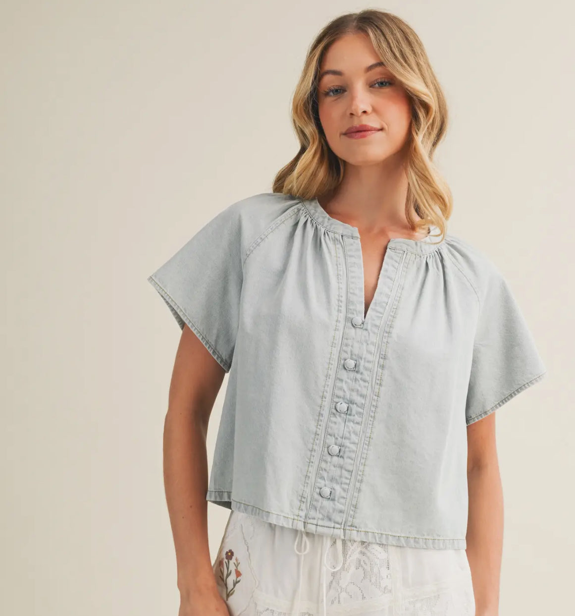 Blue Jean Button Down Top