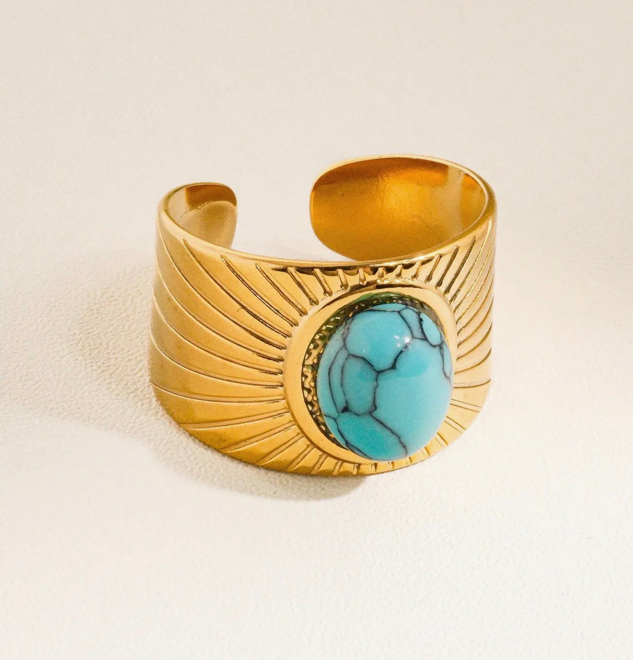 Turquoise ring 18 K non tarnish