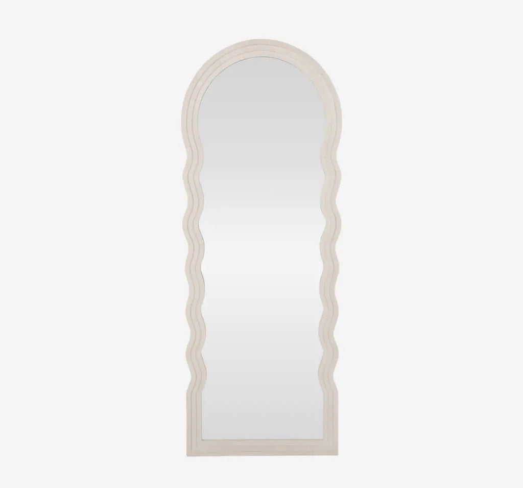 White Layered Curvy Leaner Framed Mirror