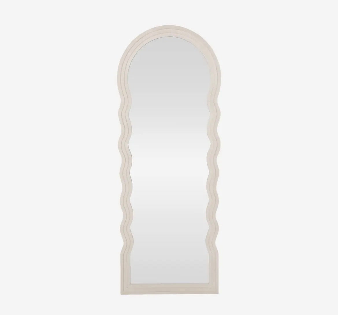 White Layered Curvy Leaner Framed Mirror