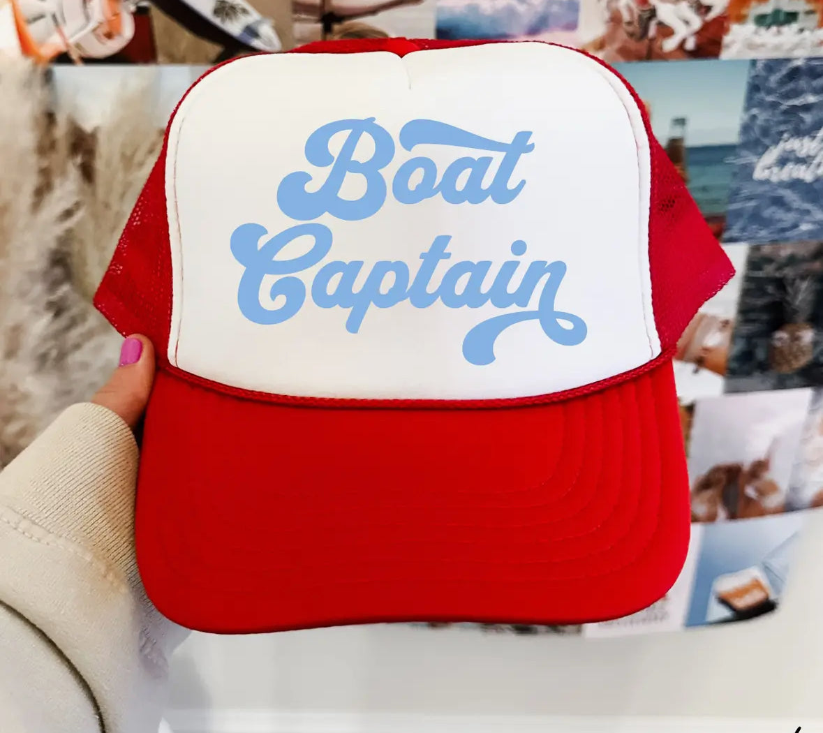Red/Blue Boat Captain Hat