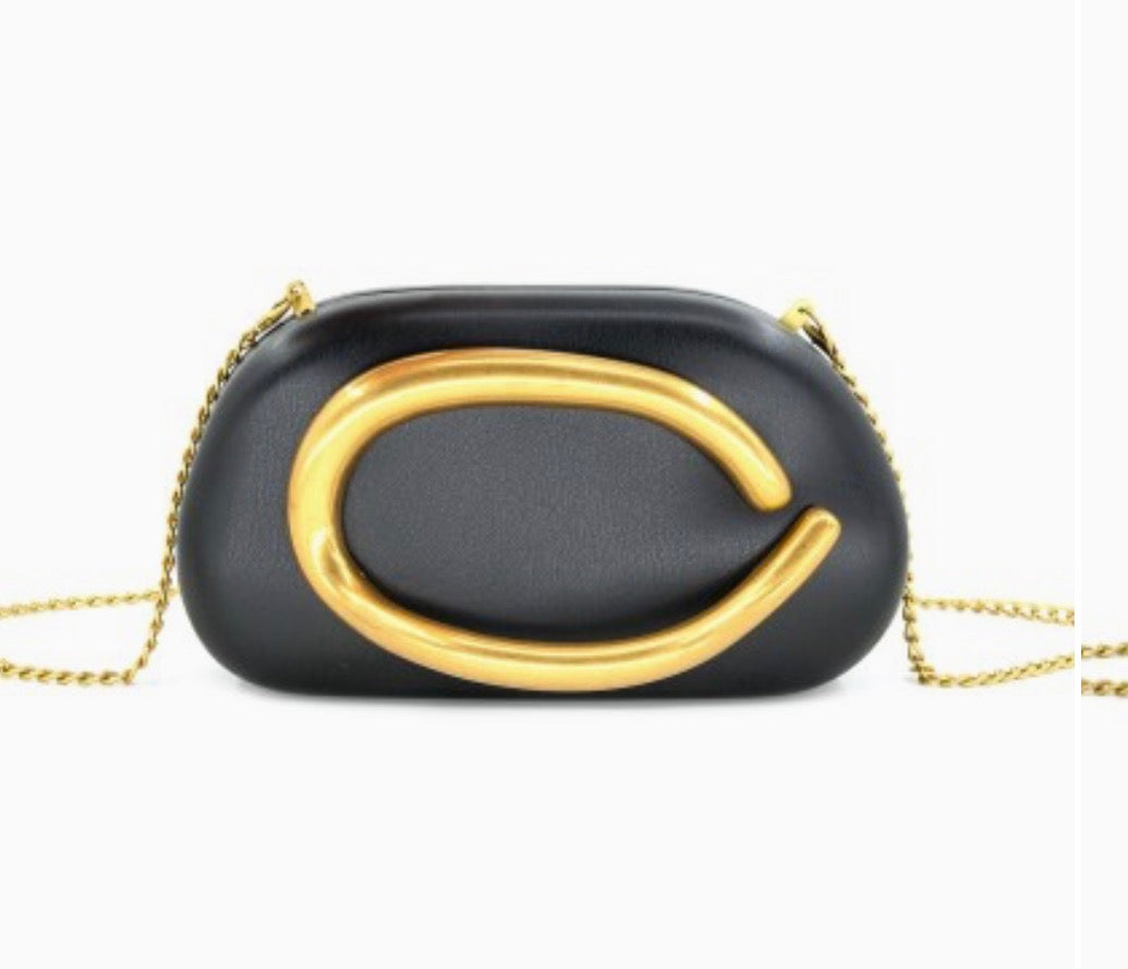 Black Clutch with Gold handle