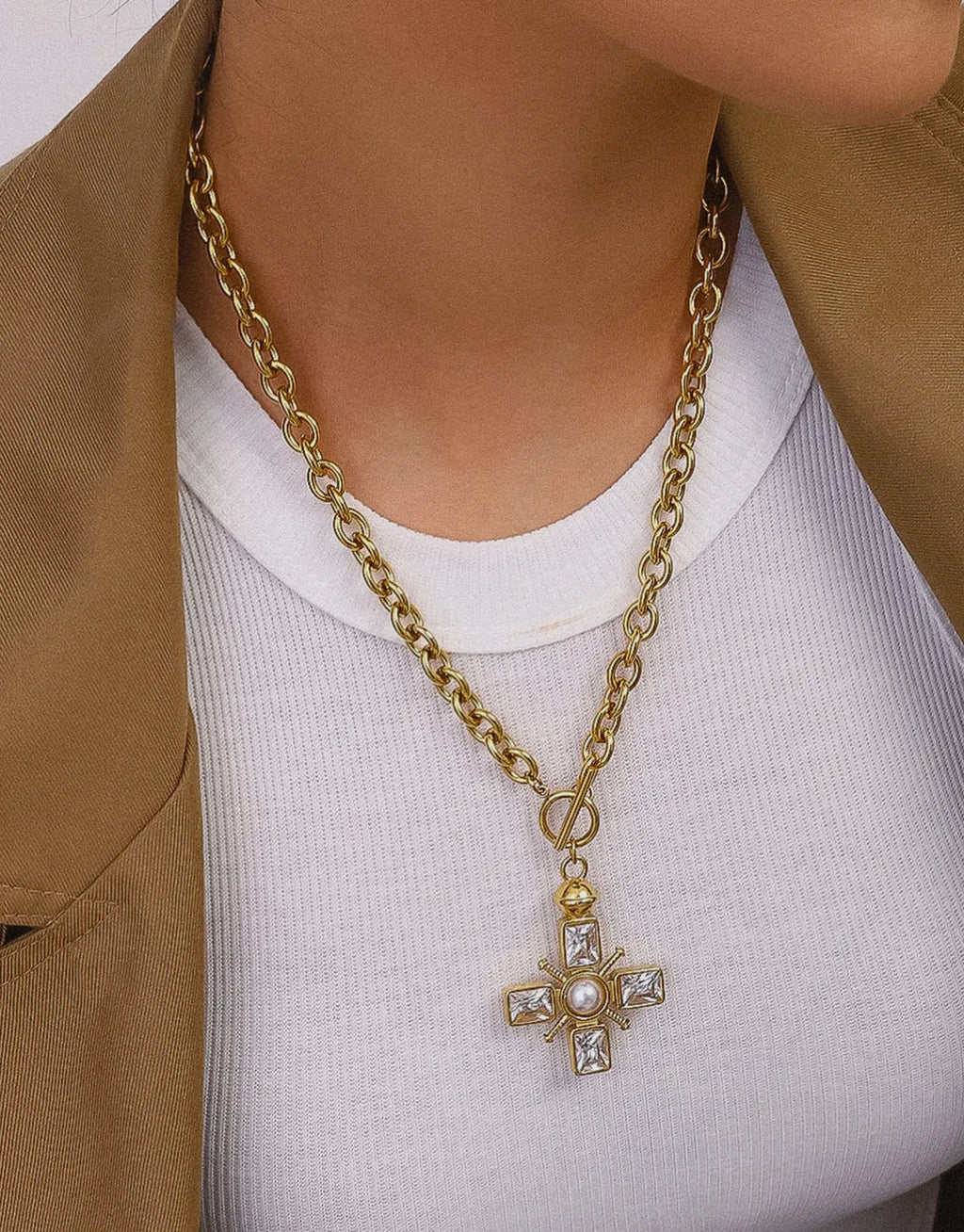 18K Gold Cross Necklace