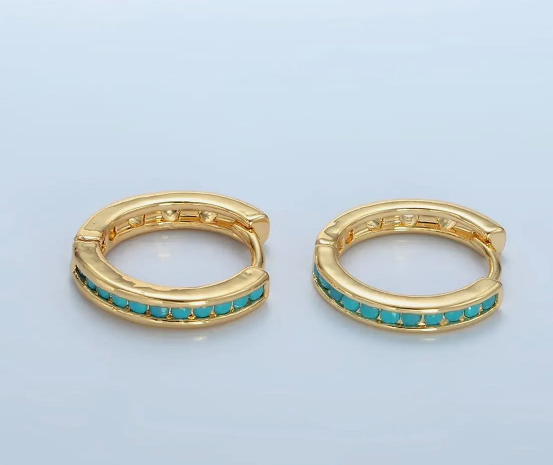 Turquoise Micro Pave Huggies