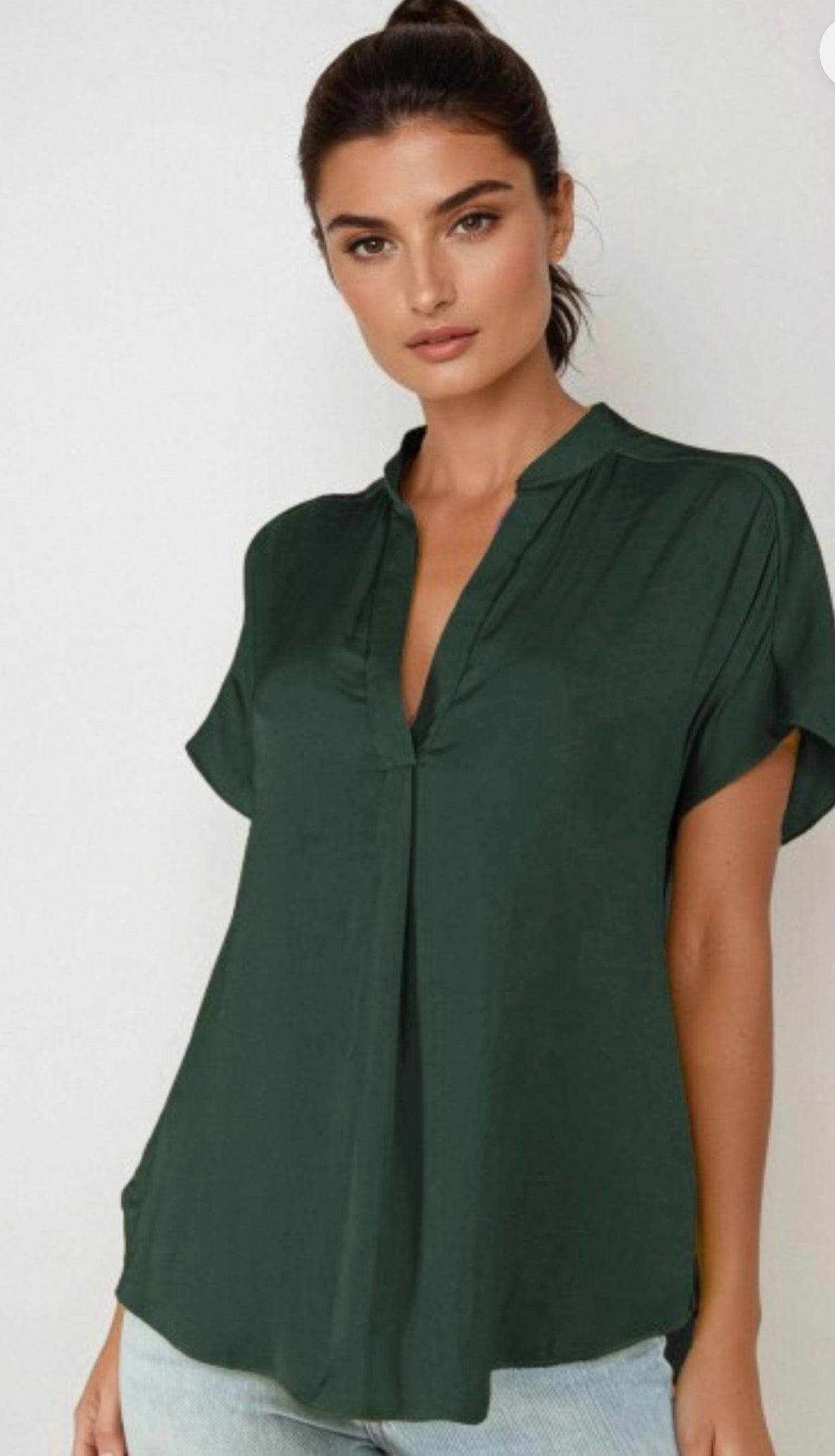 Green Drop Shoulder Blouse