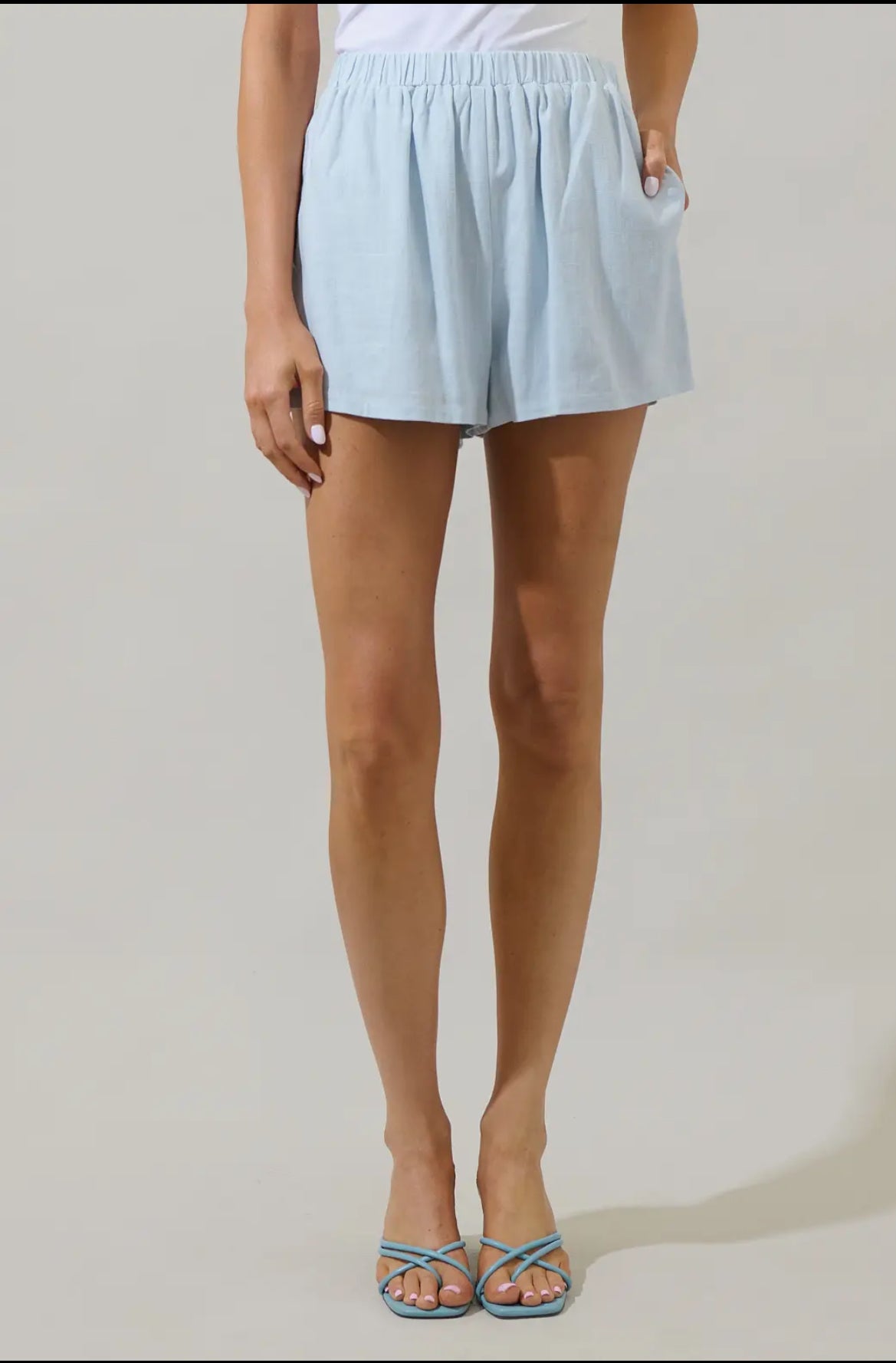 Baby Blue Linen Shorts