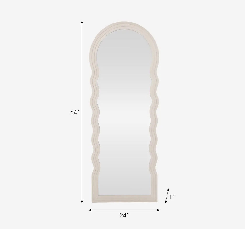 White Layered Curvy Leaner Framed Mirror