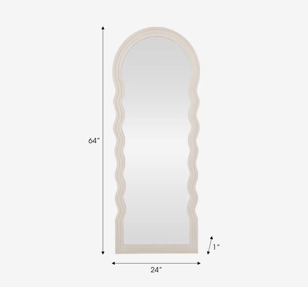White Layered Curvy Leaner Framed Mirror