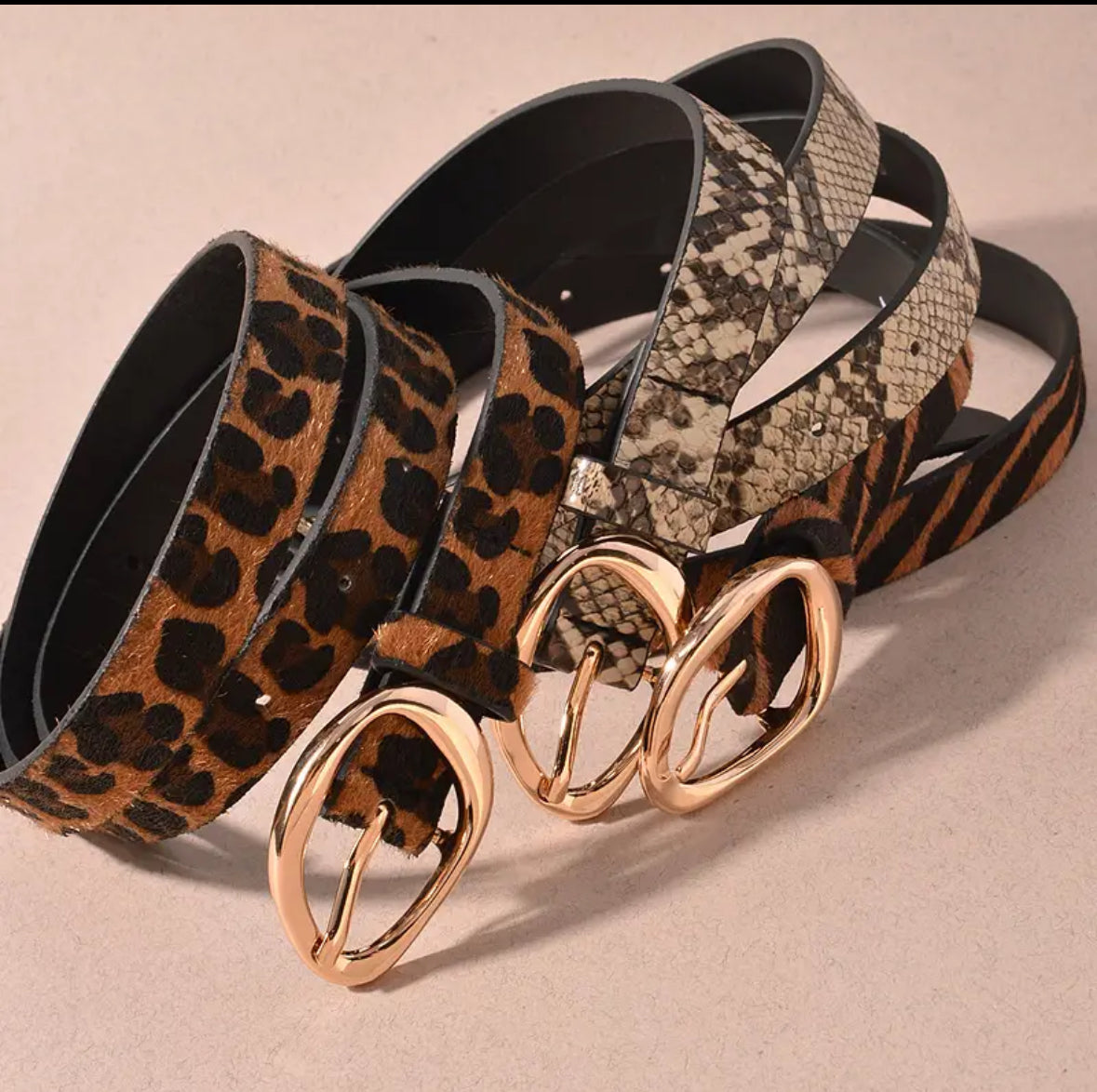 Animal Print Skinny Belts