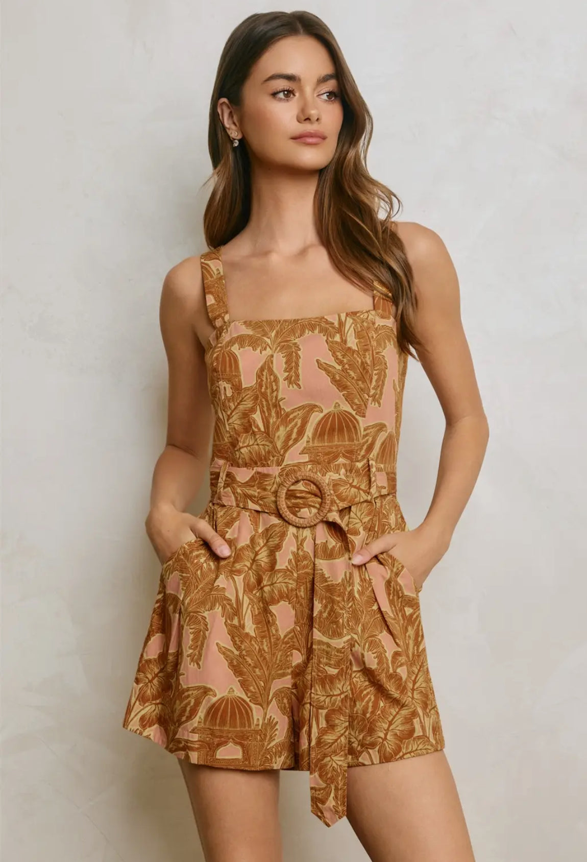 Rust and Mauve Belted Romper