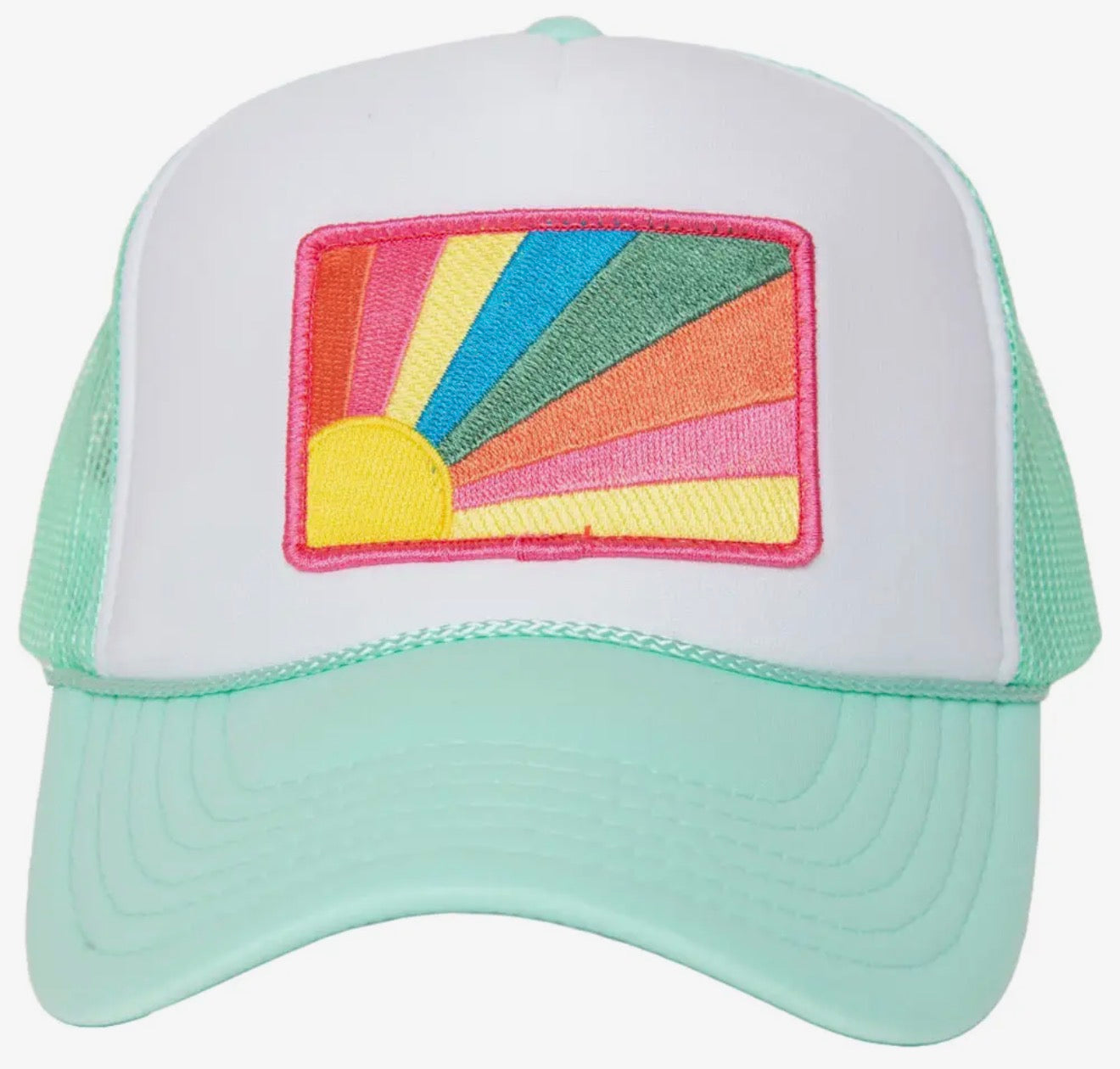 Mint green sunshine trucker hat
