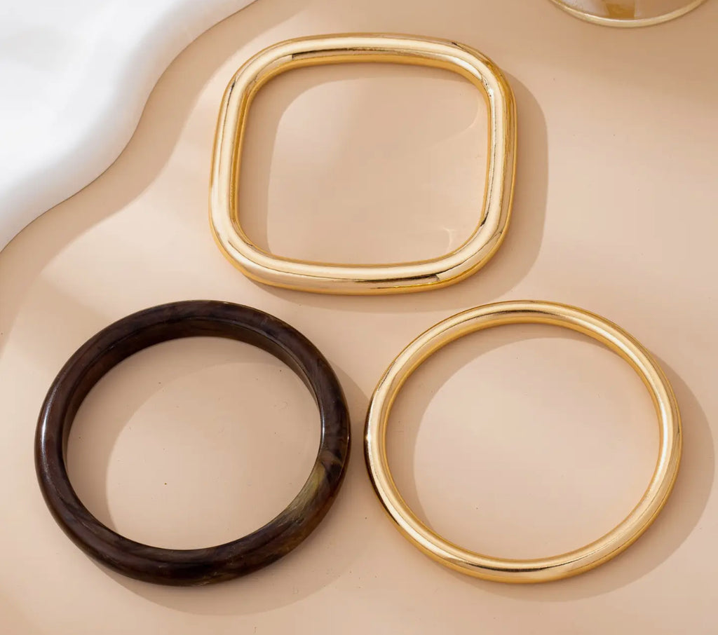 Gold and Tortoise Bangle Set