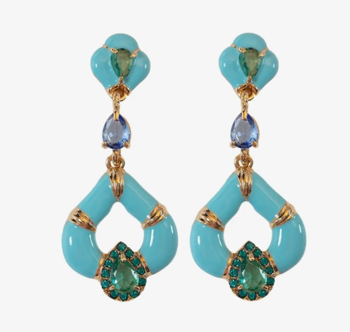 Aegean Dream Crystal Turquoise Teardrop Earrings