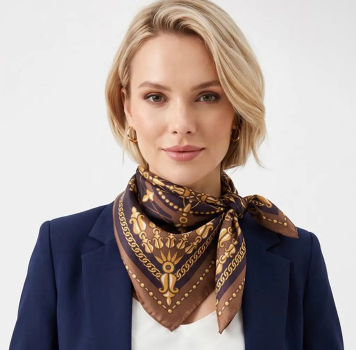 Brown and Gold Print Scarf