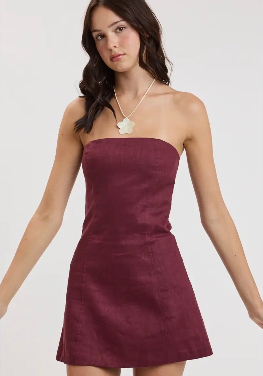 Maroon Strapless Dress