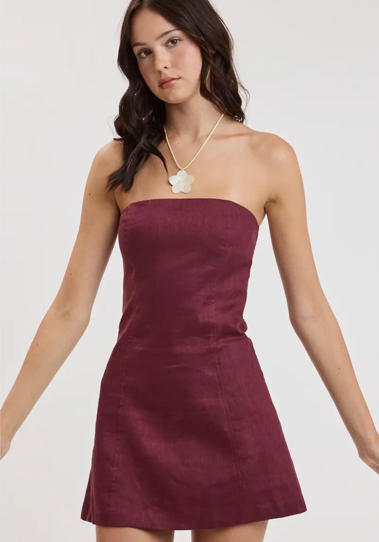 Maroon Strapless Dress