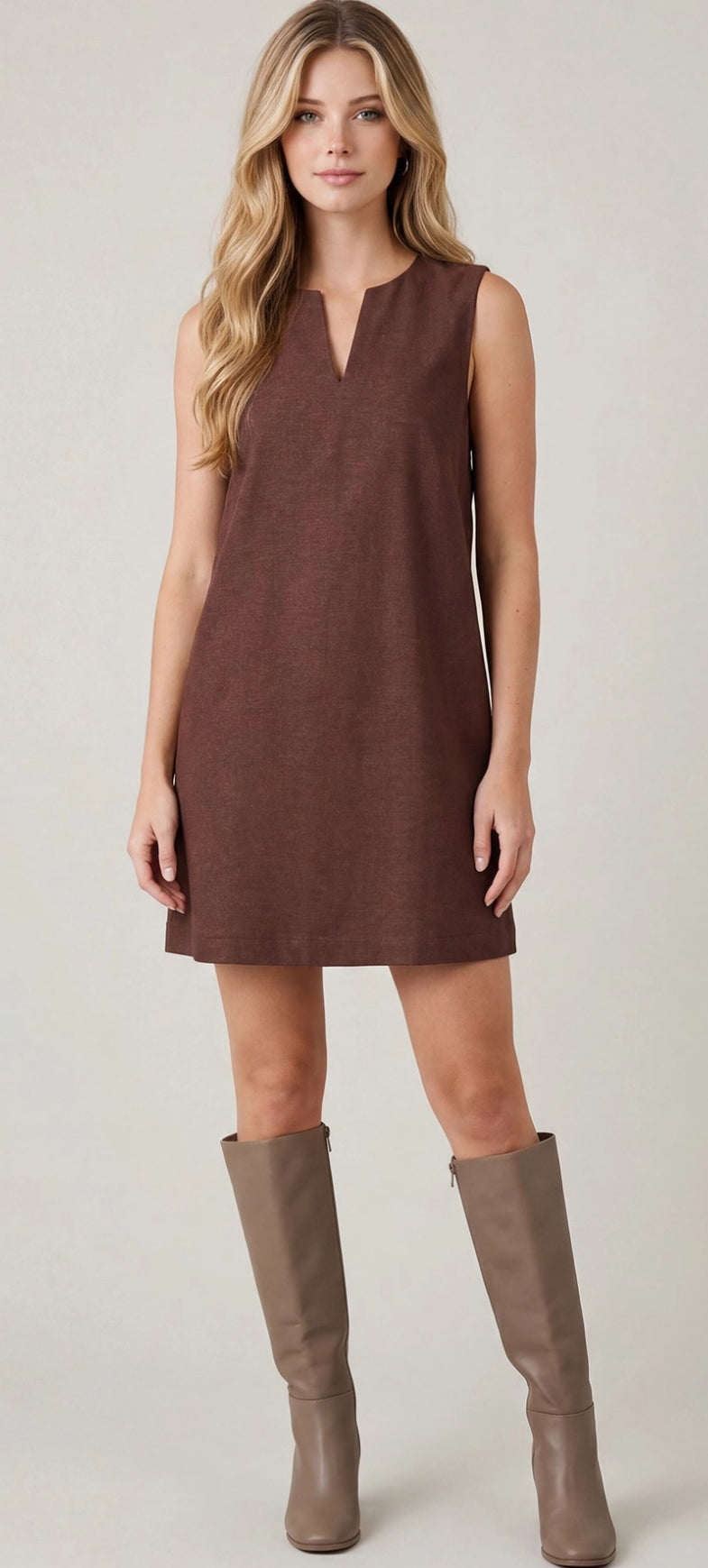 Maroon V-Neck Dress