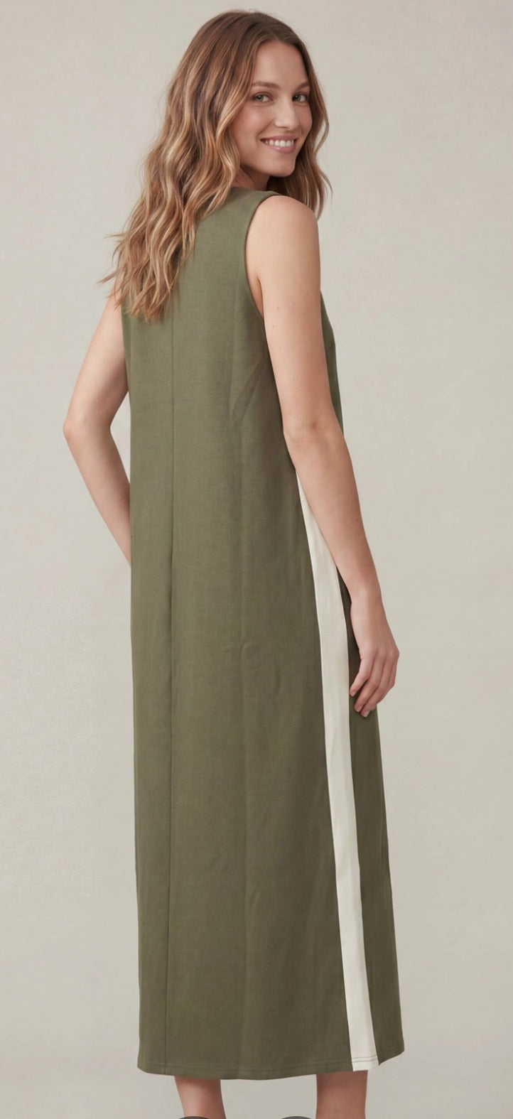 Olive Maxi with Ivory Stripe