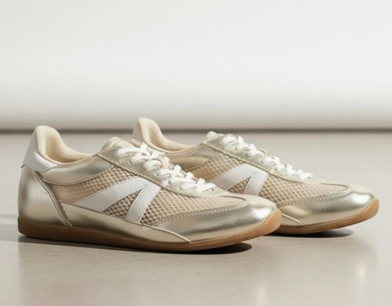 Gold Mesh Sneakers