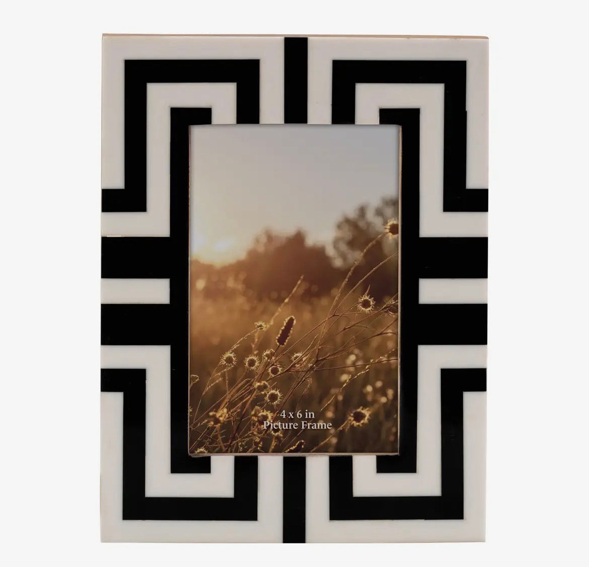 Black and white resin frame