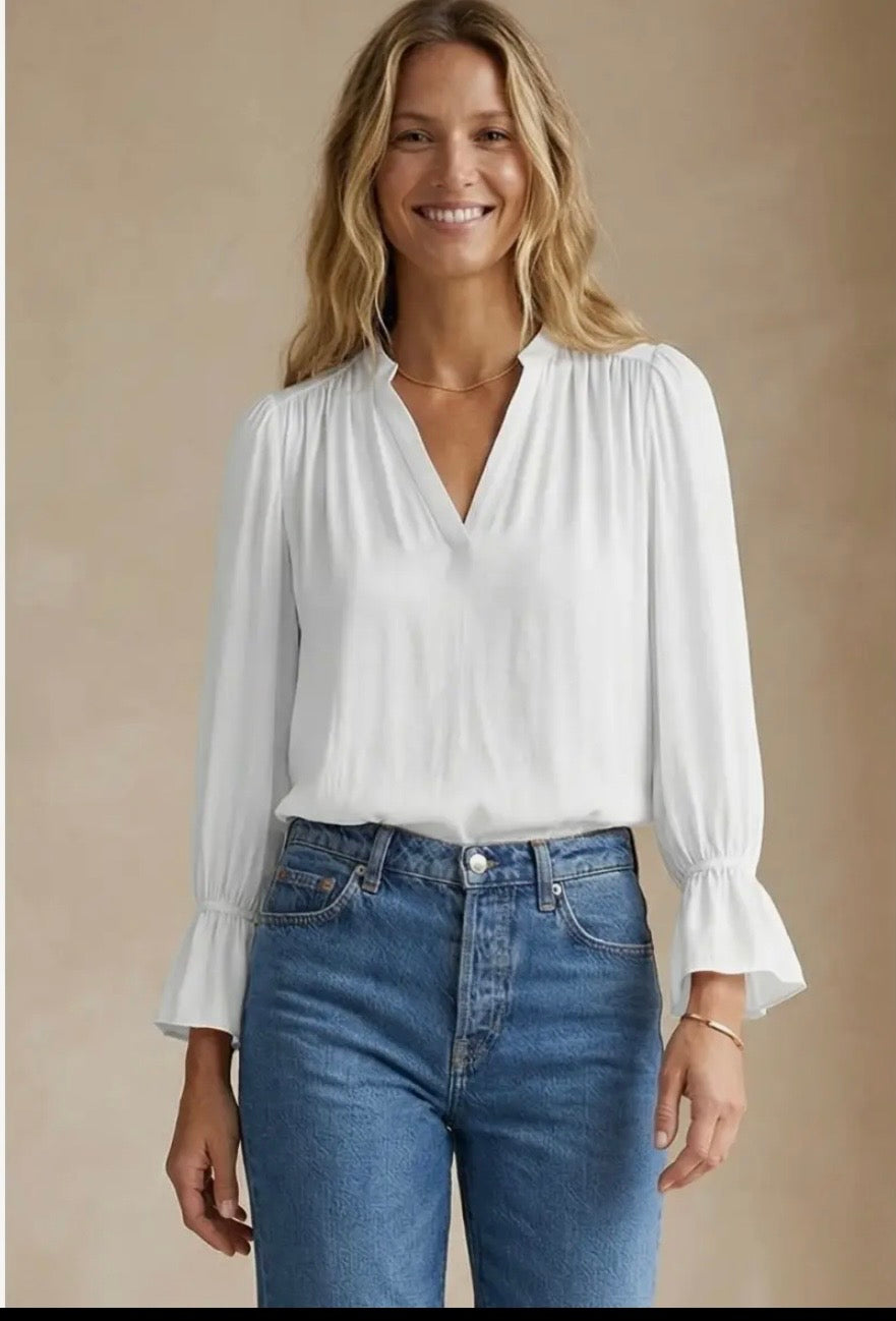 White flutter sleeve top