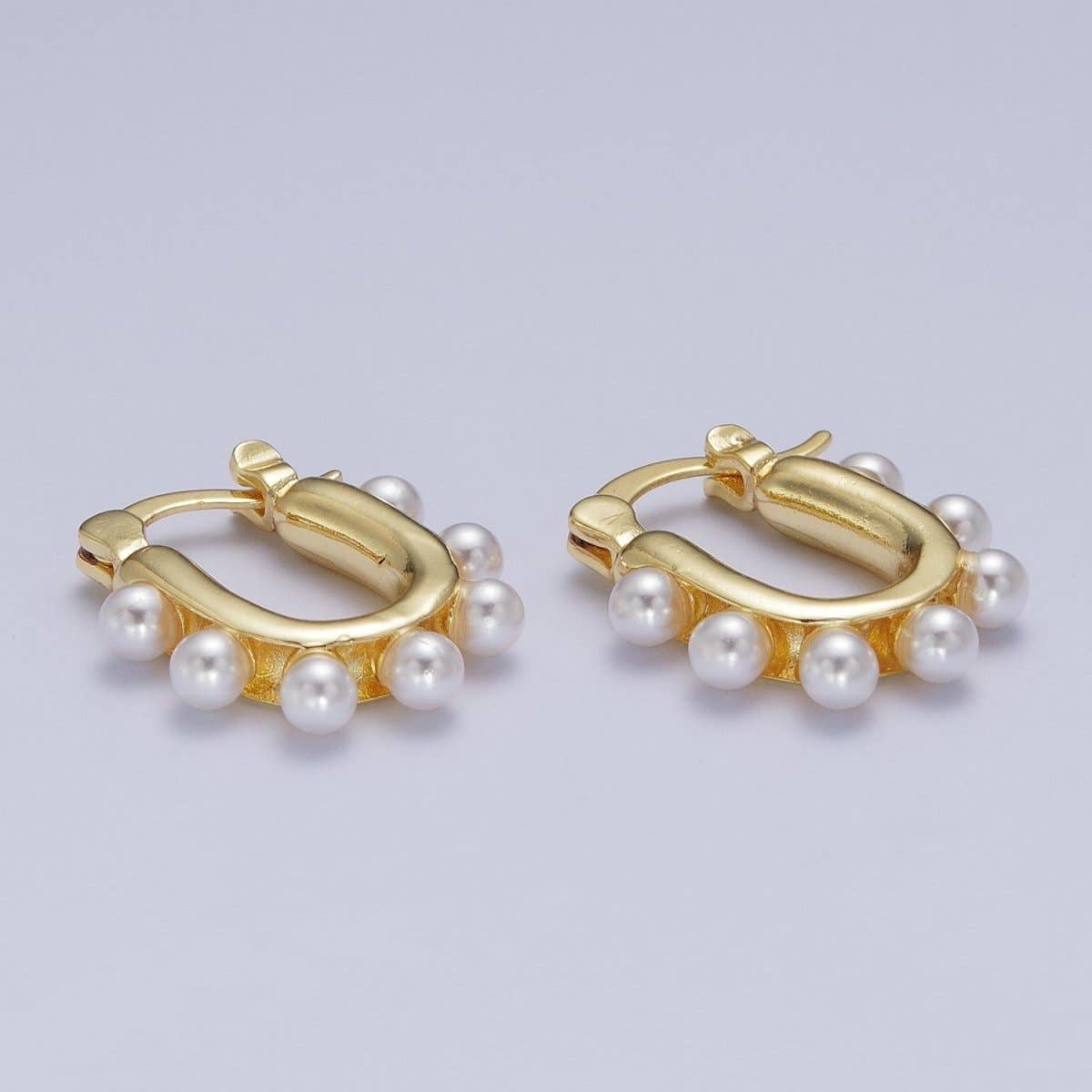 Pearl Lined U-Shaped Earrings