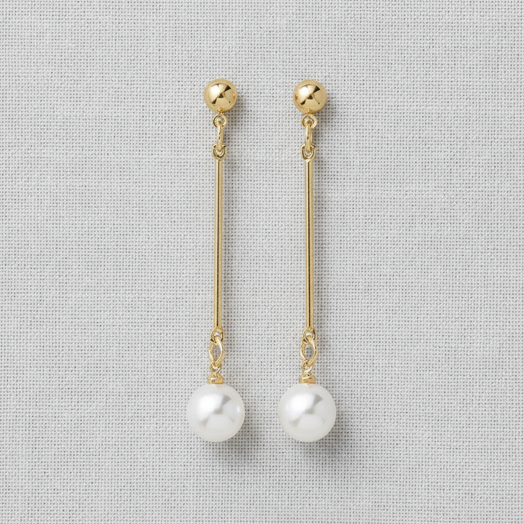 Gold Plated Long Pearl Earrings